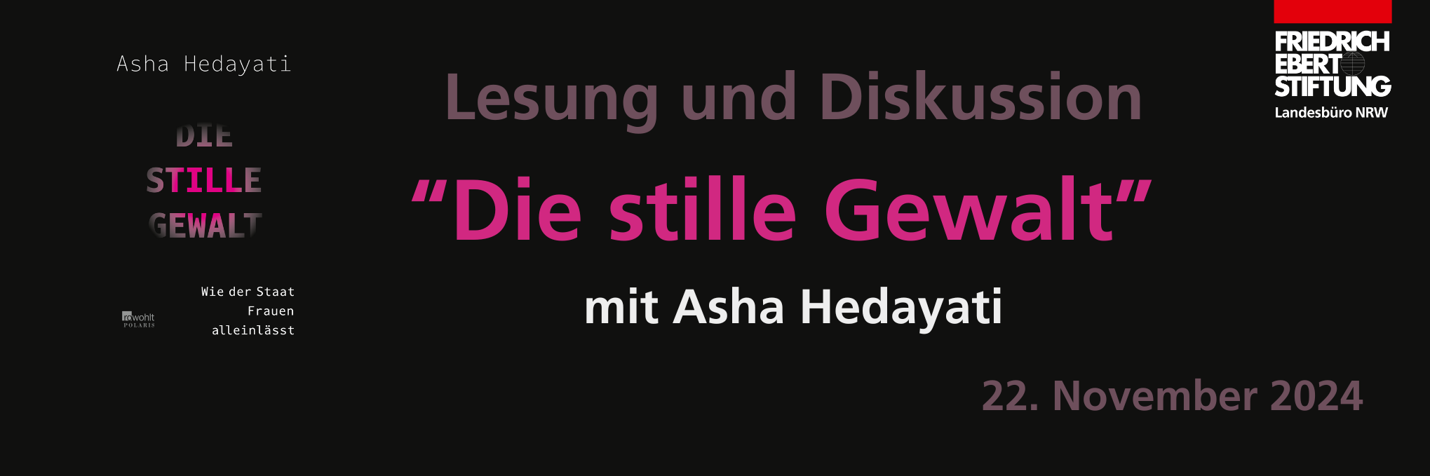 Online Lesung: „Die stille Gewalt“ mit Asha Hedayati